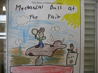The Best of Kittitas County Coloring Contest Entry - Drawing of a mechanical bull at the fair