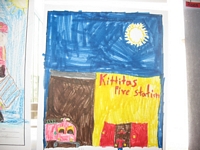 The Best of Kittitas County Coloring Contest Entry - Drawing of a Kittitas Fire Station with a fire truck